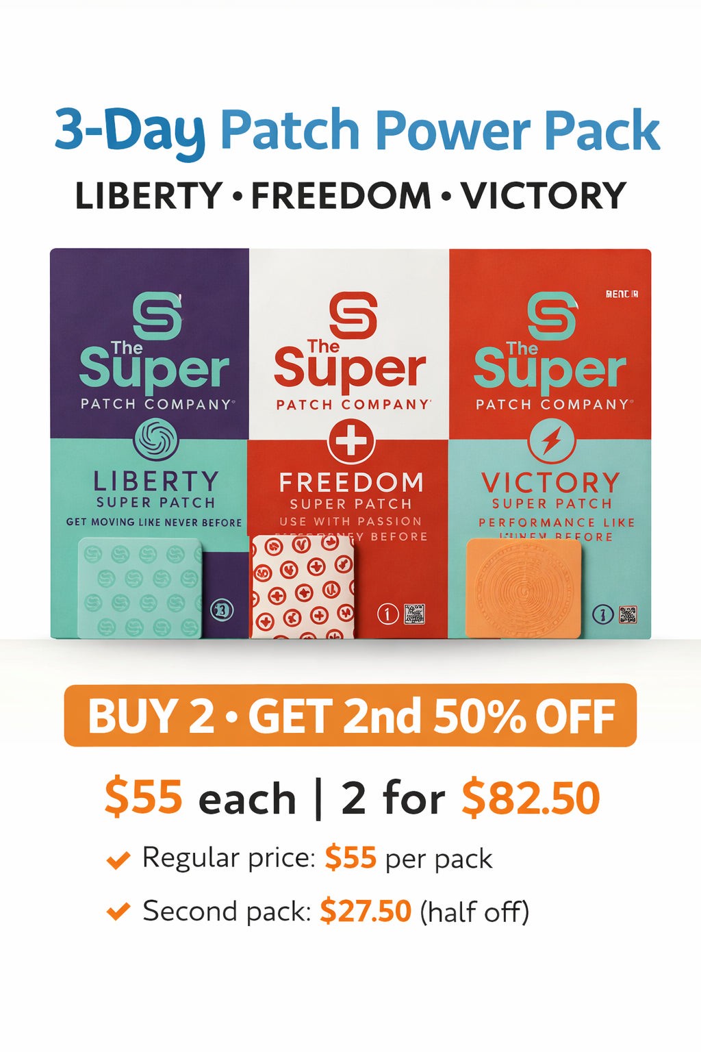3 Day Patch Power Pack – Liberty, Victory & Freedom Trial Pack | Balance, Performance & Comfort Support